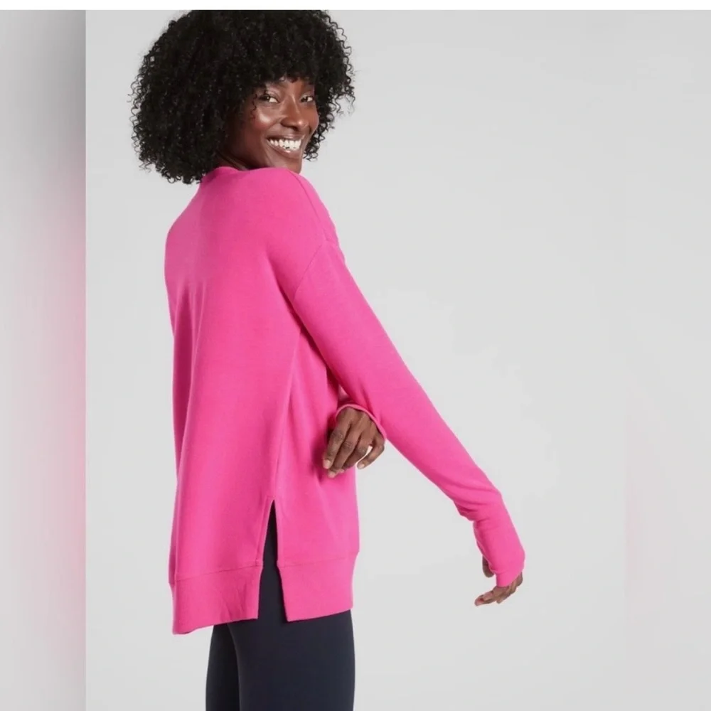 Athleta vibrant pink coaster luxe recover sweatshirt - Picture 1 of 11